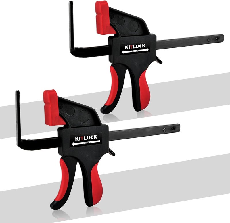 KITLUCK Track Saw Clamp, Quick Release Guide Rail Clamp for Circular Saw Guide Rail System, 6" Clamping Thickness, Universal Wood Track Clamps for Woodworking-2 Pcs - Image 1